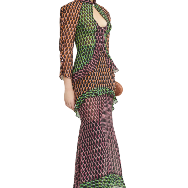 Ulyana Sergeenko Silk midi skirt with a signature print, view 3