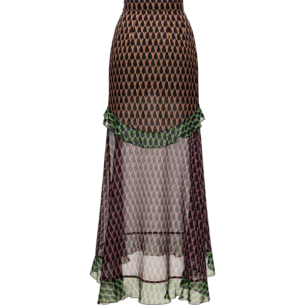 Ulyana Sergeenko Silk midi skirt with a signature print - Ulyana Sergeenko Corset Dress - Russian Couture - Shop at Luxury Shoes 