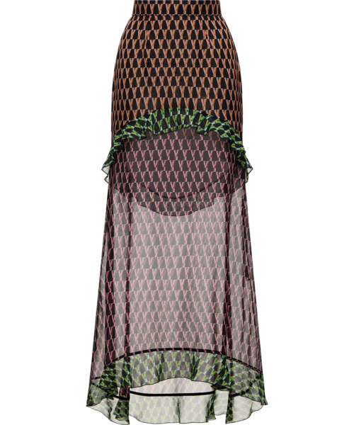 Ulyana Sergeenko Silk midi skirt with a signature print - Ulyana Sergeenko Corset Dress - Russian Couture - Shop at Luxury Shoes 