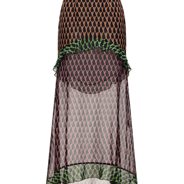 Ulyana Sergeenko Silk midi skirt with a signature print