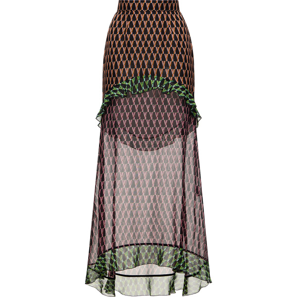 Ulyana Sergeenko Silk midi skirt with a signature print - Ulyana Sergeenko Corset Dress - Russian Couture - Shop at Luxury Shoes 