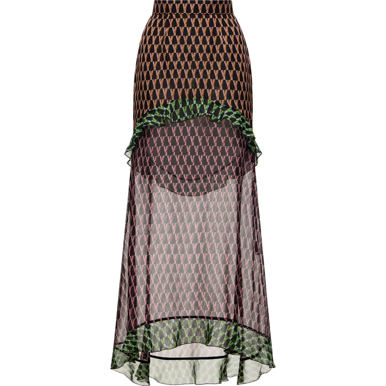 Ulyana Sergeenko Silk midi skirt with a signature print - Ulyana Sergeenko Corset Dress - Russian Couture - Shop at Luxury Shoes 