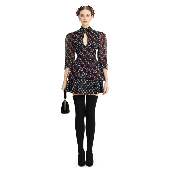 Ulyana Sergeenko Silk peplum blouse with a signature print - Ulyana Sergeenko Corset Dress - Russian Couture - Shop at Luxury Shoes 
