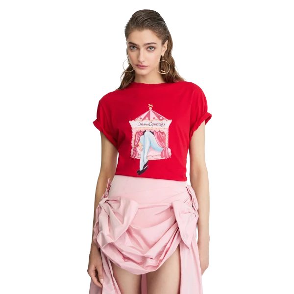 Ulyana Sergeenko T-shirt with a signature print - Ulyana Sergeenko Corset Dress - Russian Couture - Shop at Luxury Shoes 