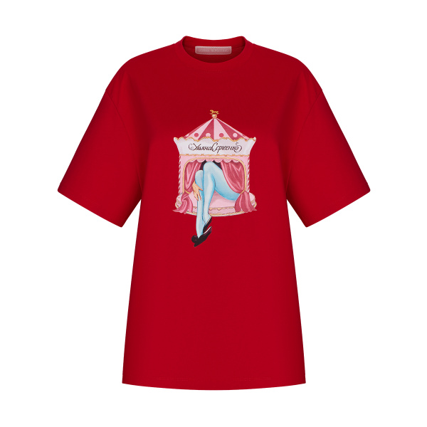 Ulyana Sergeenko T-shirt with a signature print - Ulyana Sergeenko Corset Dress - Russian Couture - Shop at Luxury Shoes 