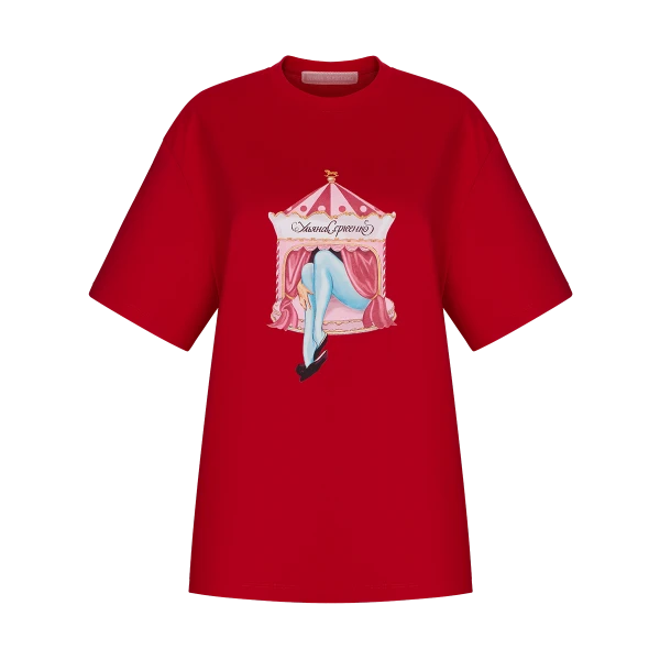 Ulyana Sergeenko T-shirt with a signature print - Ulyana Sergeenko Corset Dress - Russian Couture - Shop at Luxury Shoes 