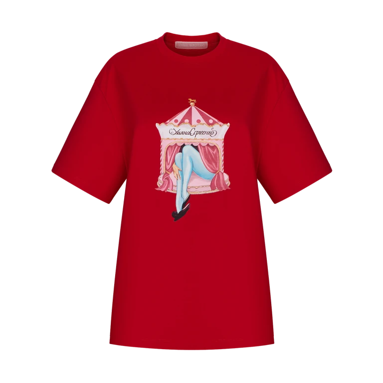 Ulyana Sergeenko T-shirt with a signature print - Ulyana Sergeenko Corset Dress - Russian Couture - Shop at Luxury Shoes 