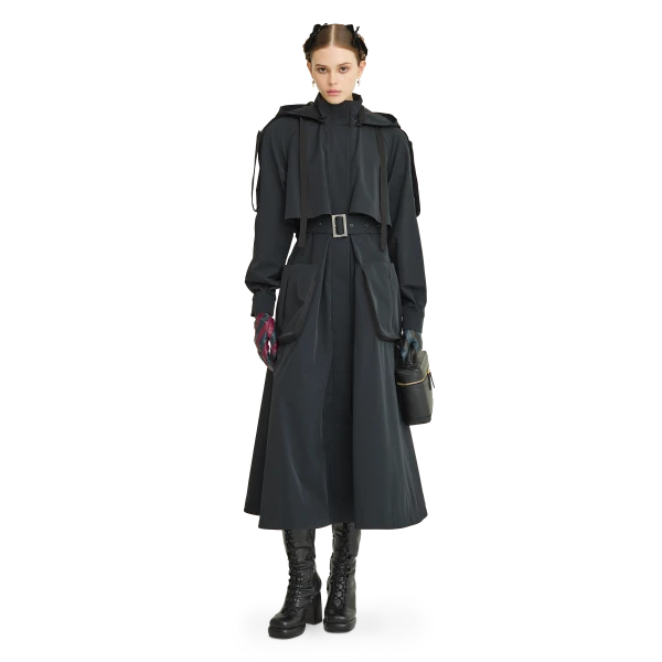 Ulyana Sergeenko Trench coat with a hood - Ulyana Sergeenko Corset Dress - Russian Couture - Shop at Luxury Shoes 