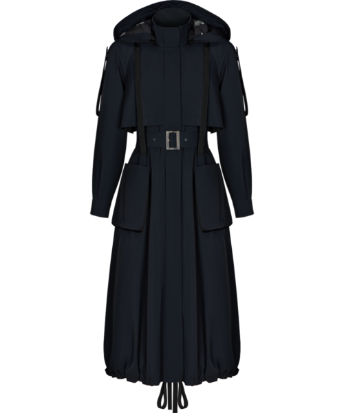 Ulyana Sergeenko Trench coat with a hood - Ulyana Sergeenko Corset Dress - Russian Couture - Shop at Luxury Shoes 