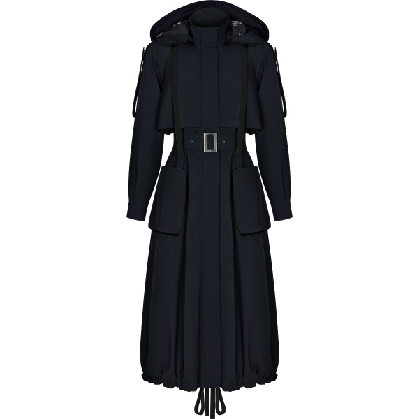 Ulyana Sergeenko Trench coat with a hood - Ulyana Sergeenko Corset Dress - Russian Couture - Shop at Luxury Shoes 