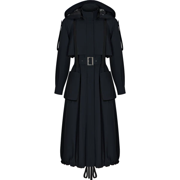 Ulyana Sergeenko Trench coat with a hood - Ulyana Sergeenko Corset Dress - Russian Couture - Shop at Luxury Shoes 