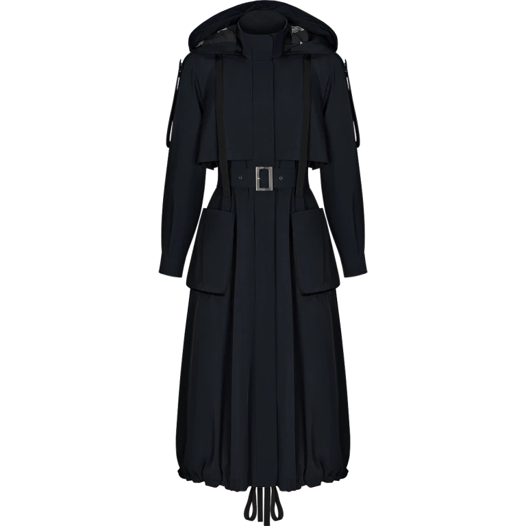 Ulyana Sergeenko Trench coat with a hood - Ulyana Sergeenko Corset Dress - Russian Couture - Shop at Luxury Shoes 