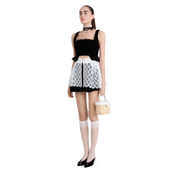 Ulyana Sergeenko Velvet corset with lace trim - Ulyana Sergeenko Corset Dress - Russian Couture - Shop at Luxury Shoes 