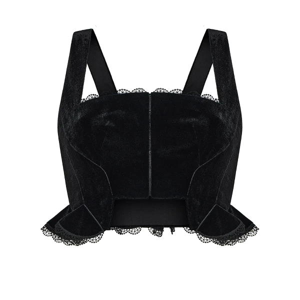 Ulyana Sergeenko Velvet corset with lace trim - Ulyana Sergeenko Corset Dress - Russian Couture - Shop at Luxury Shoes 