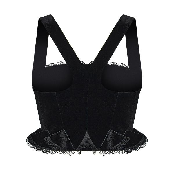 Ulyana Sergeenko Velvet corset with lace trim - Ulyana Sergeenko Corset Dress - Russian Couture - Shop at Luxury Shoes 