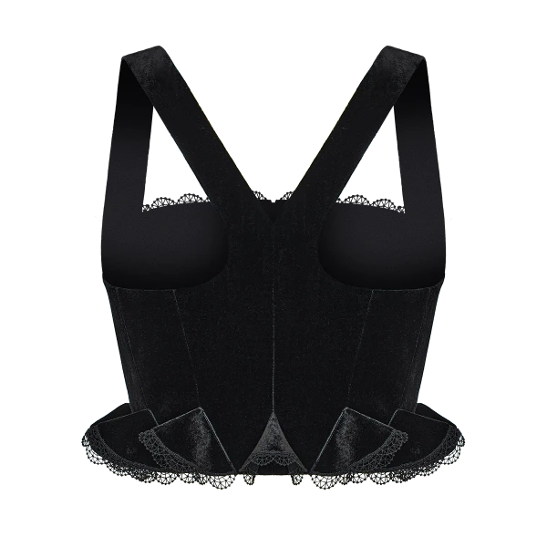 Ulyana Sergeenko Velvet corset with lace trim - Ulyana Sergeenko Corset Dress - Russian Couture - Shop at Luxury Shoes 