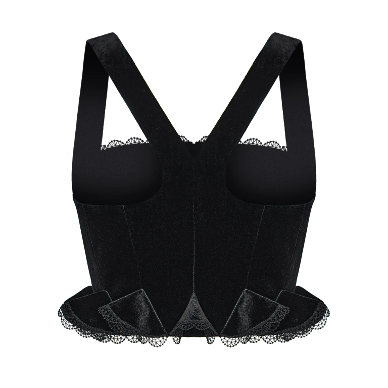 Ulyana Sergeenko Velvet corset with lace trim - Ulyana Sergeenko Corset Dress - Russian Couture - Shop at Luxury Shoes 