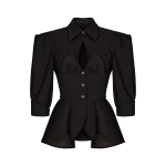 Ulyana Sergeenko Wool peplum blouse - Ulyana Sergeenko Corset Dress - Russian Couture - Shop at Luxury Shoes 