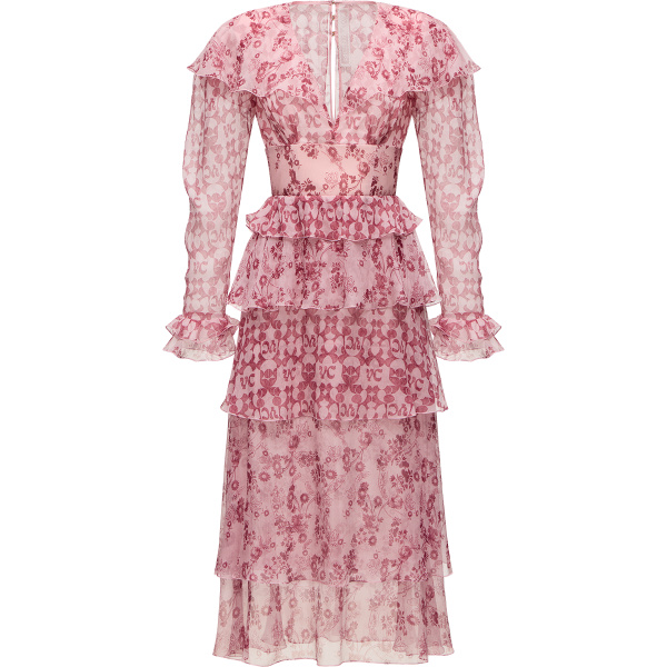 Ulyana Sergeenko Сrinkled silk chiffon dress with a signature print - Ulyana Sergeenko Corset Dress - Russian Couture - Shop at Luxury Shoes 