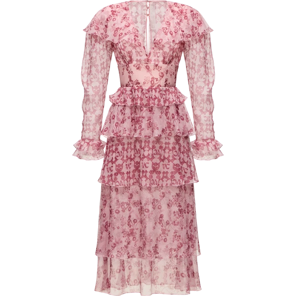 Ulyana Sergeenko Сrinkled silk chiffon dress with a signature print - Ulyana Sergeenko Corset Dress - Russian Couture - Shop at Luxury Shoes 