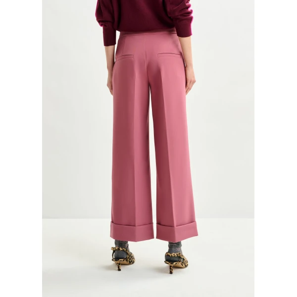 Essentiel Antwerp Vintage pink cropped pants with folded cuffs - Essentiel Antwerp Pants - Colorful Belgian Design - Shop at Luxury Shoes 