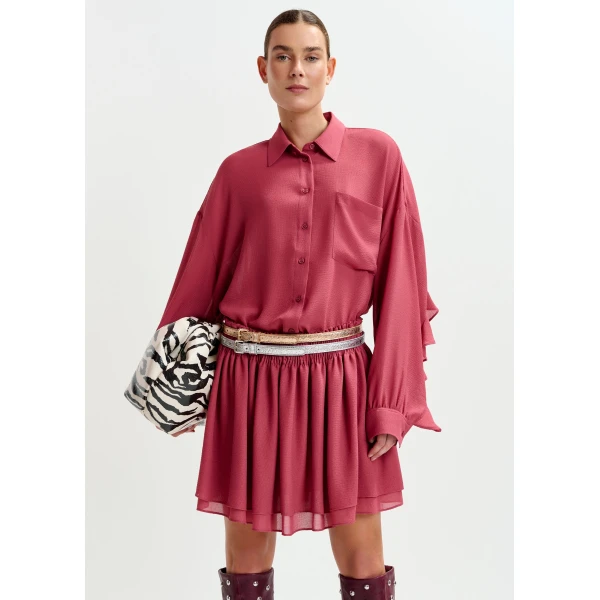 Essentiel Antwerp Vintage pink ruffle-sleeve shirt - Essentiel Antwerp Shirts - Colorful Belgian Design - Shop at Luxury Shoes 