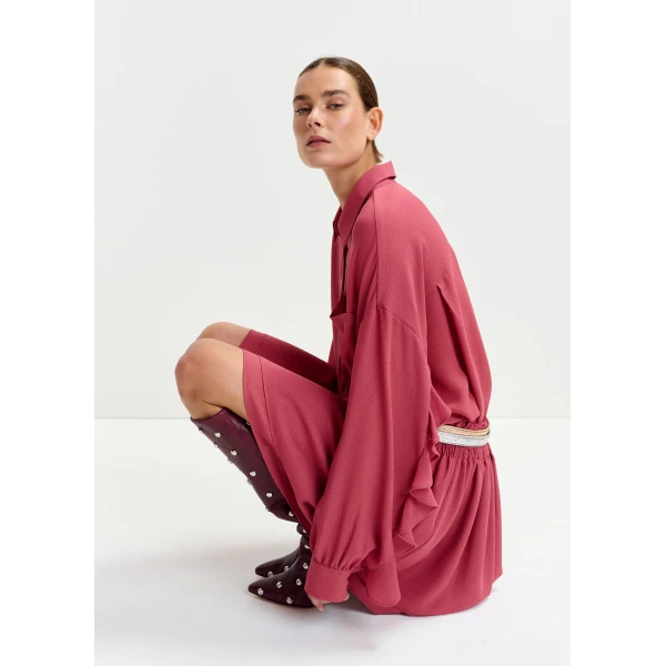 Essentiel Antwerp Vintage pink ruffle-sleeve shirt - Essentiel Antwerp Shirts - Colorful Belgian Design - Shop at Luxury Shoes 