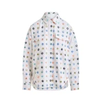 Essentiel Antwerp White and multicolor embroidered oversized shirt with mirror accents & flap pockets - Essentiel Antwerp Shirts - Colorful Belgian Design - Shop at Luxury Shoes 