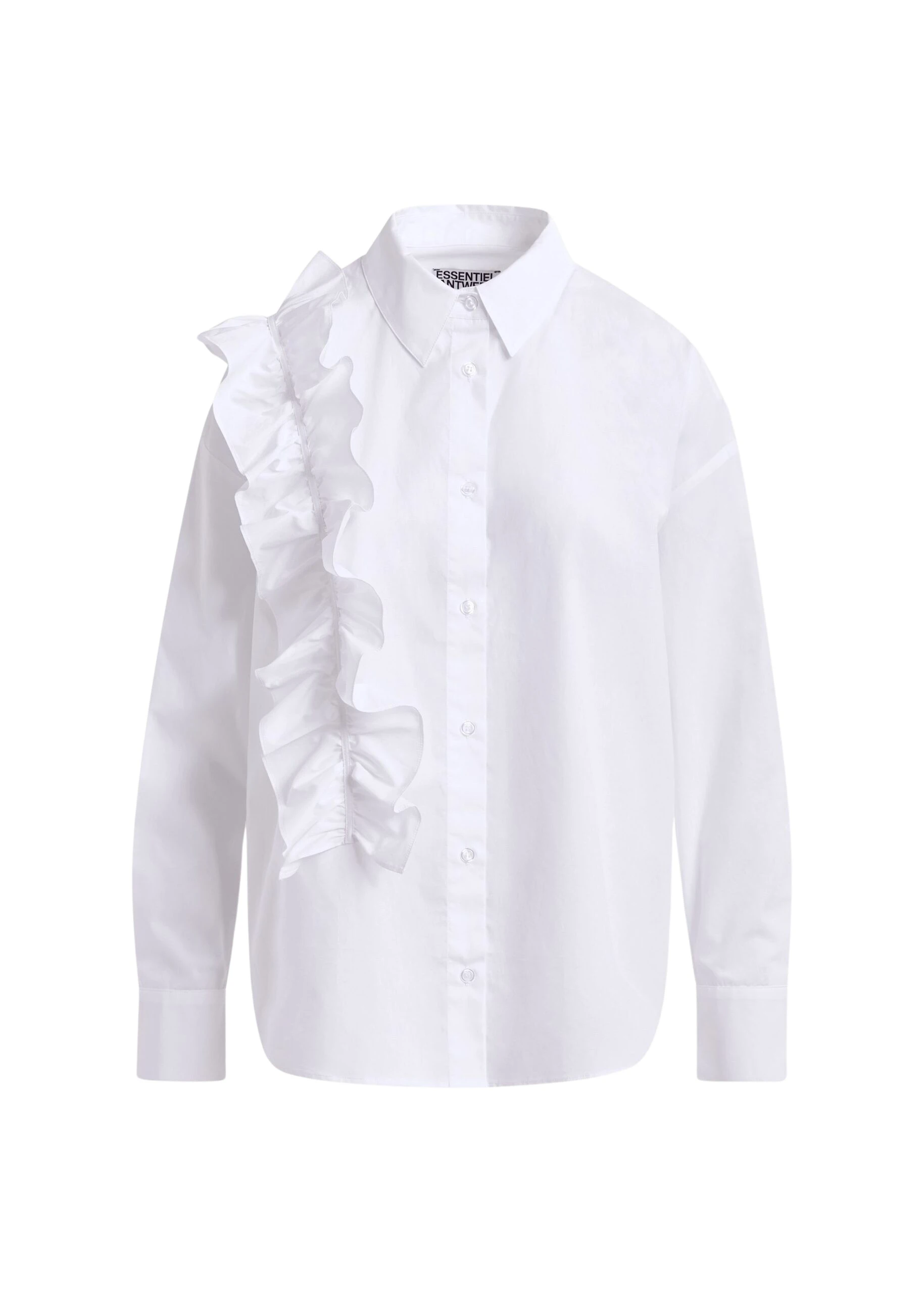 White-cotton-shirt-with-ruffle-detail-Essentiel-Antwerp-Shirts-scaled26766_nobg Essentiel Antwerp White cotton shirt with ruffle detail - Essentiel Antwerp Shirts - Colorful Belgian Design - Shop at Luxury Shoes