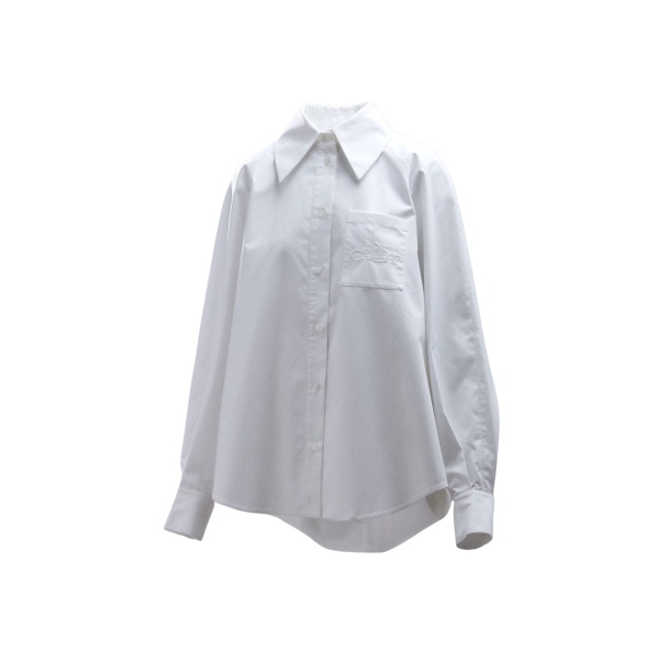 Essentiel Antwerp White oversized cotton shirt with draped back detail - Essentiel Antwerp Shirts - Colorful Belgian Design - Shop at Luxury Shoes 