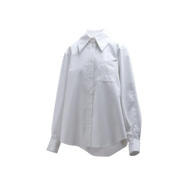 Essentiel Antwerp White oversized cotton shirt with draped back detail - Essentiel Antwerp Shirts - Colorful Belgian Design - Shop at Luxury Shoes 