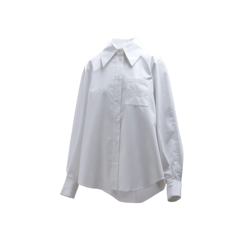 Essentiel Antwerp White oversized cotton shirt with draped back detail - Essentiel Antwerp Shirts - Colorful Belgian Design - Shop at Luxury Shoes 