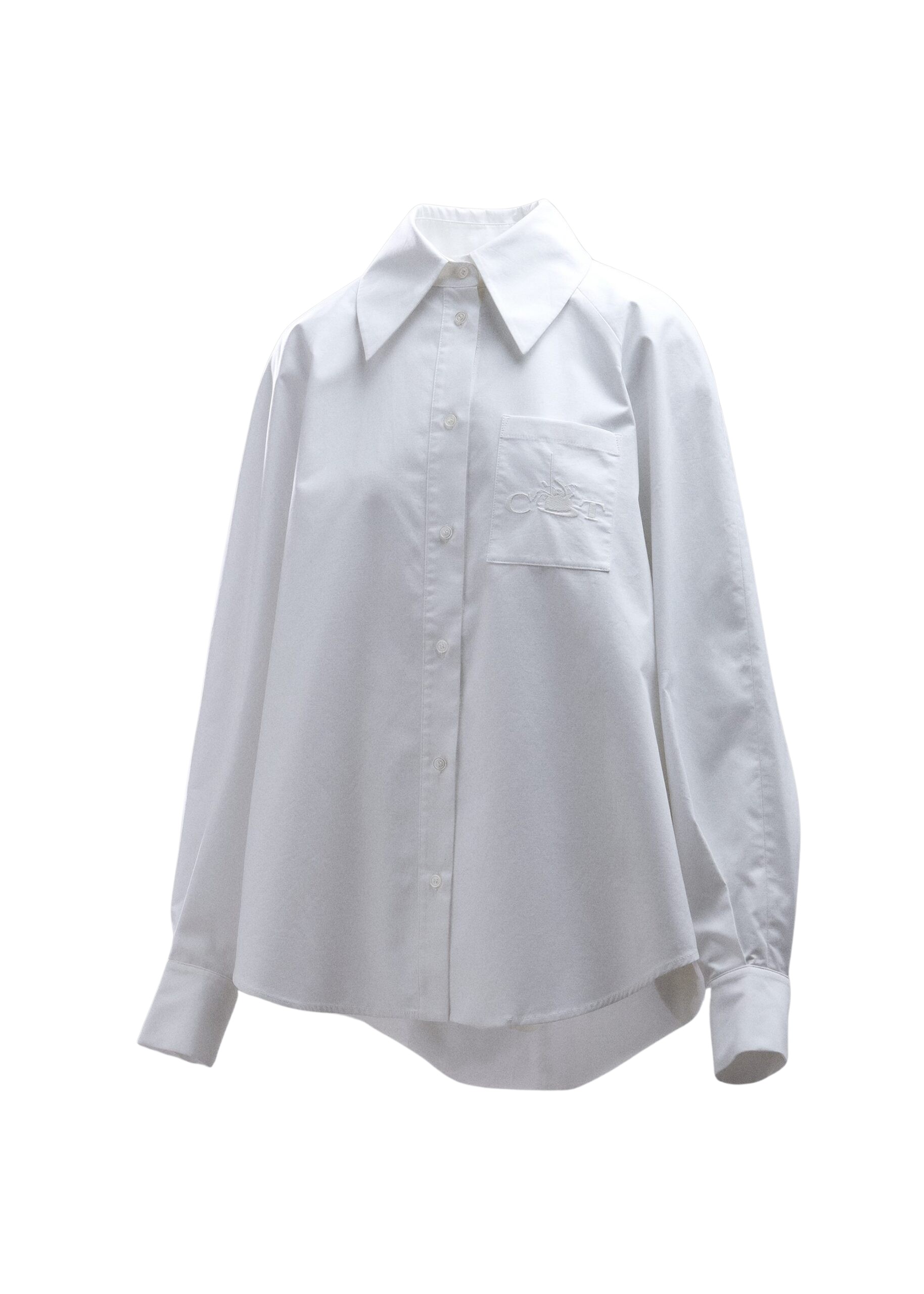 Essentiel Antwerp White oversized cotton shirt with draped back detail