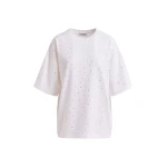Essentiel Antwerp White oversized organic cotton T-shirt with sequin details - Essentiel Antwerp Shirts - Colorful Belgian Design - Shop at Luxury Shoes 