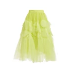 Essentiel Antwerp Yellow asymmetrical tiered tulle midi skirt - Essentiel Antwerp Skirts - Colorful Belgian Design - Shop at Luxury Shoes 
