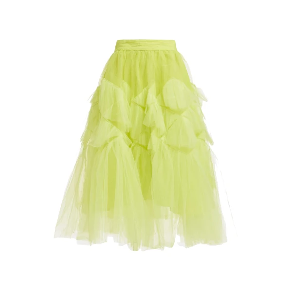 Essentiel Antwerp Yellow asymmetrical tiered tulle midi skirt - Essentiel Antwerp Skirts - Colorful Belgian Design - Shop at Luxury Shoes 