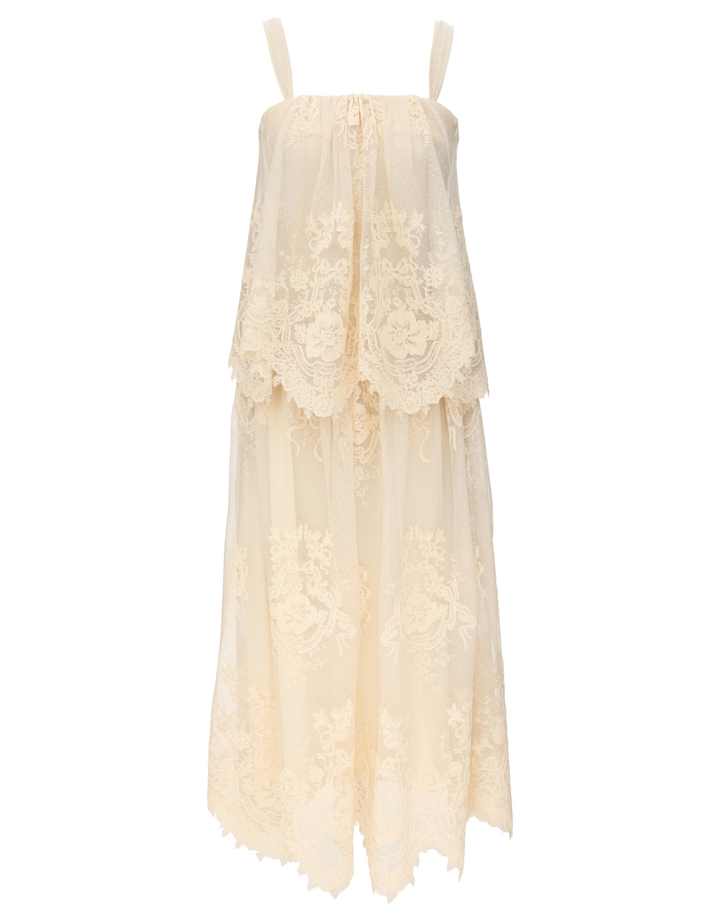 Zimmermann Luna Tiered Lace Slip Dress