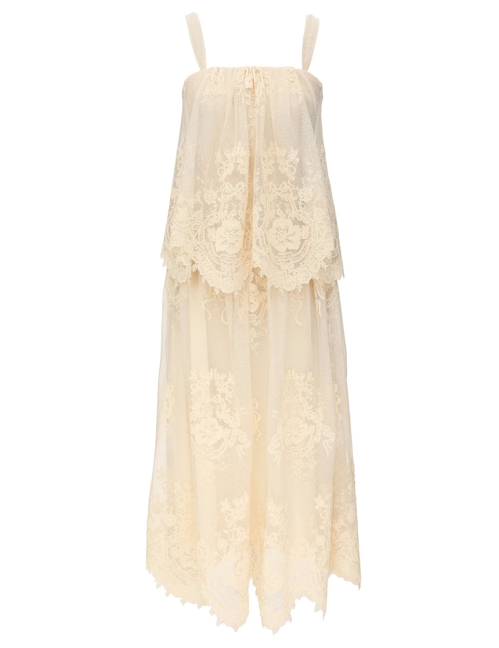 Zimmermann Luna Tiered Lace Slip | Ready to Wear Collection Luxury Shoes Elevate your elegance in this Zimmermann Dresses available now at Luxury Shoes