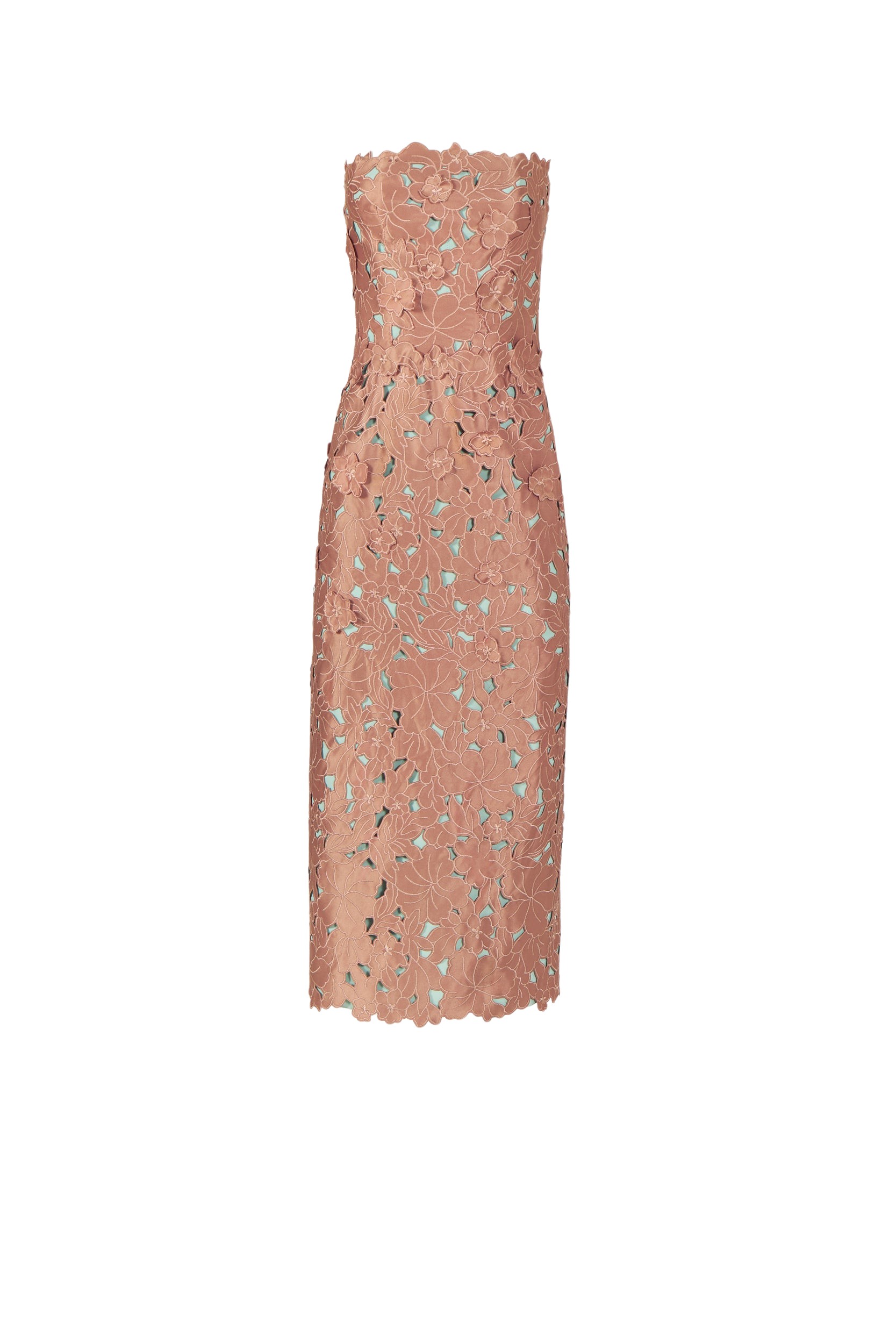 Costarellos Zira Floral-Cut Lace Strapless Dress