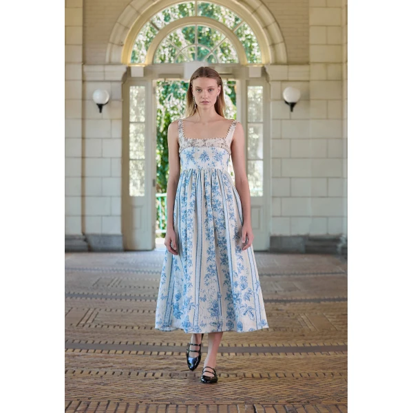 Agua by Agua Bendita Barbara Bougainvillea Midi Dress - Agua By Agua Bendita Dresses - Artisanal Colombian Resort Wear at Luxury Shoes 