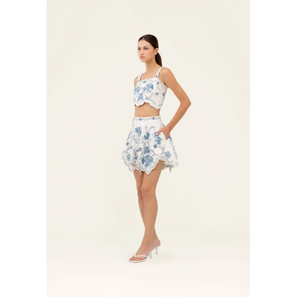 Agua by Agua Bendita Retrato Gloriosa Mini Skirt - Agua By Agua Bendita Skirts - Artisanal Colombian Resort Wear at Luxury Shoes 