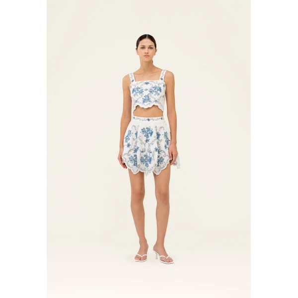 Agua by Agua Bendita Retrato Gloriosa Mini Skirt - Agua By Agua Bendita Skirts - Artisanal Colombian Resort Wear at Luxury Shoes 