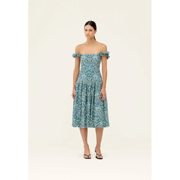 Agua by Agua Bendita Siembra Ceiba Midi Dress - Agua By Agua Bendita Dresses - Artisanal Colombian Resort Wear at Luxury Shoes 