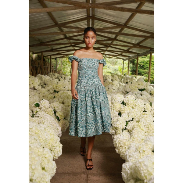 Agua by Agua Bendita Siembra Ceiba Midi Dress - Agua By Agua Bendita Dresses - Artisanal Colombian Resort Wear at Luxury Shoes 