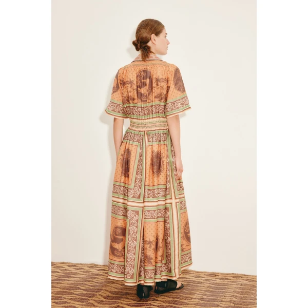 Alemais Alberta Smocked Shirtdress  Sustainable Dresses with Alemais print -  Luxury Handbags Australian Designer