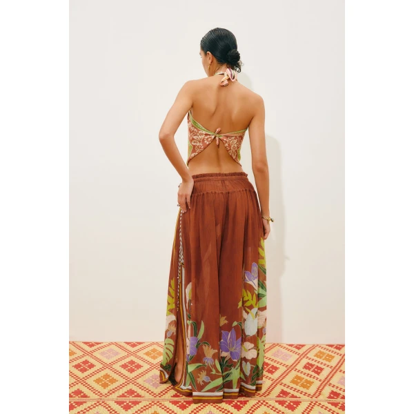 Alemais Alfie Ruched Pant  Sustainable Pants with Alemais print -  Luxury Handbags Australian Designer