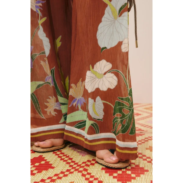 Alemais Alfie Ruched Pant  Sustainable Pants with Alemais print -  Luxury Handbags Australian Designer