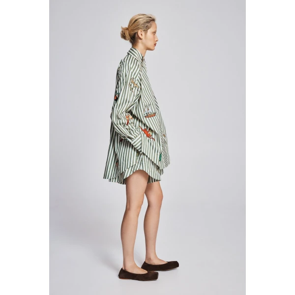 Alemais Bisou Embroidered Long Sleeve Shirt  Sustainable Tops with Alemais print -  Luxury Handbags Australian Designer