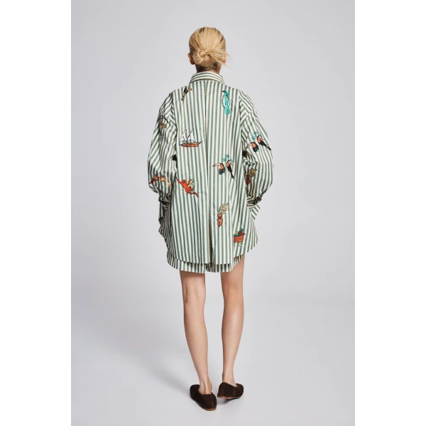 Alemais Bisou Embroidered Long Sleeve Shirt  Sustainable Tops with Alemais print -  Luxury Handbags Australian Designer