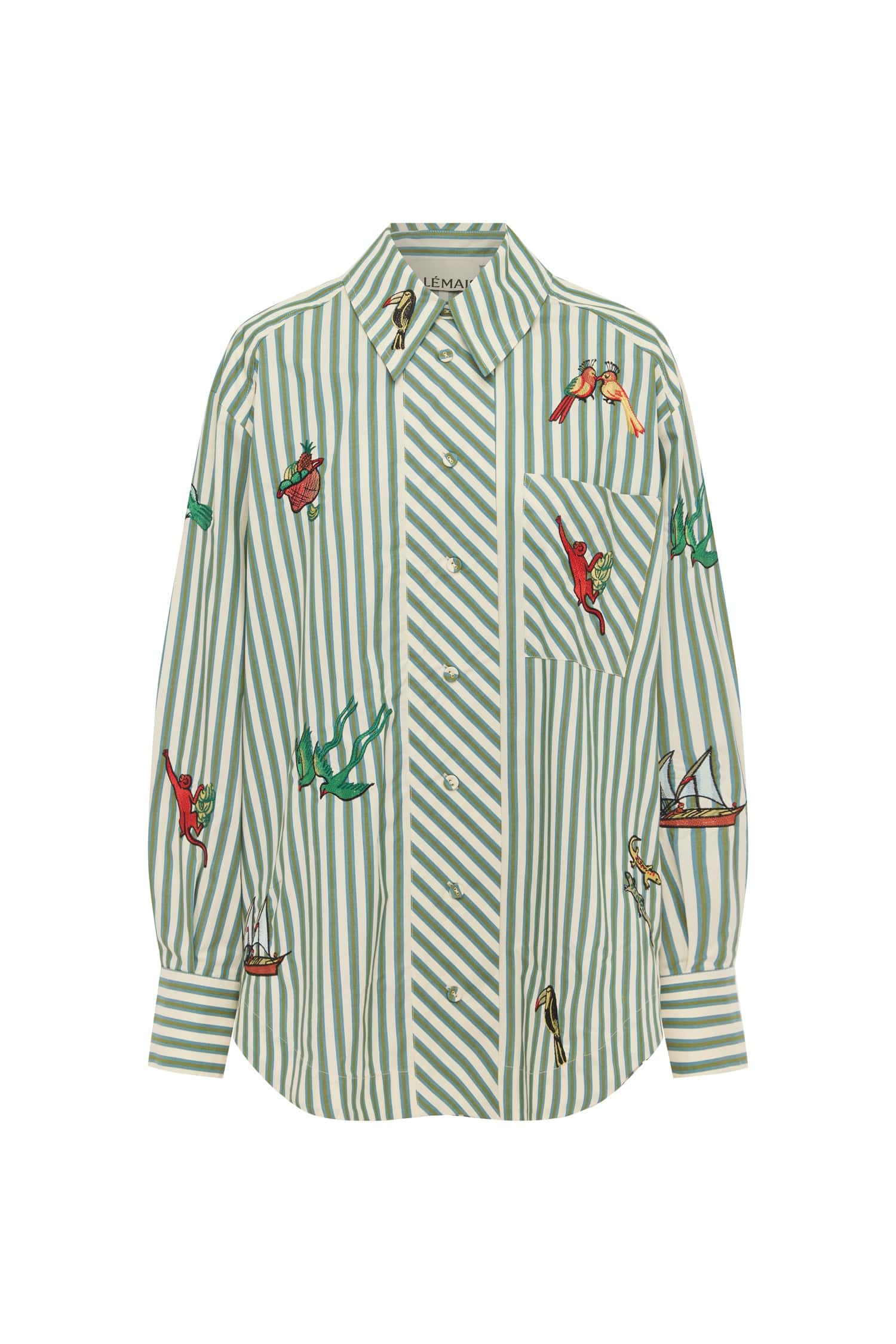 Alemais Bisou Embroidered Long Sleeve Shirt  Sustainable Tops with Alemais print -  Luxury Handbags Australian Designer